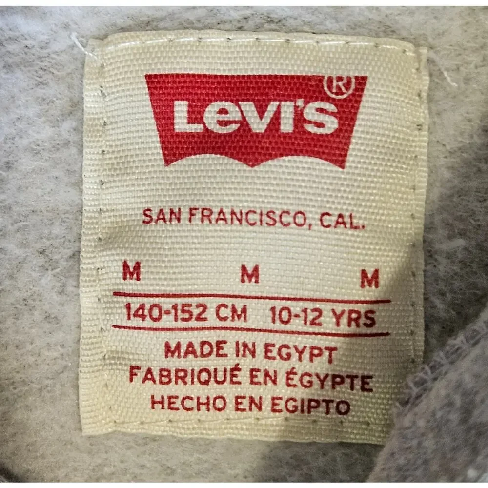 Levi's Pullover Hoodie Kids Boys Size Medium Gray Logo Print Long Sleeve